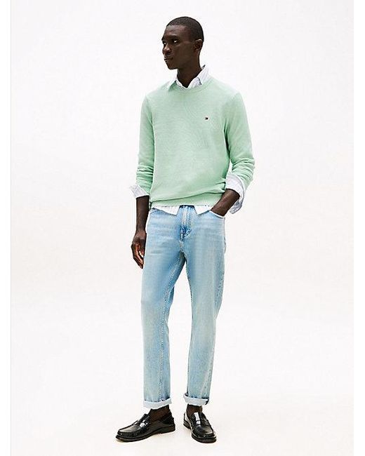 Tommy Hilfiger Rundhals-Pullover Im Waffelstrick-Design in Green für Herren