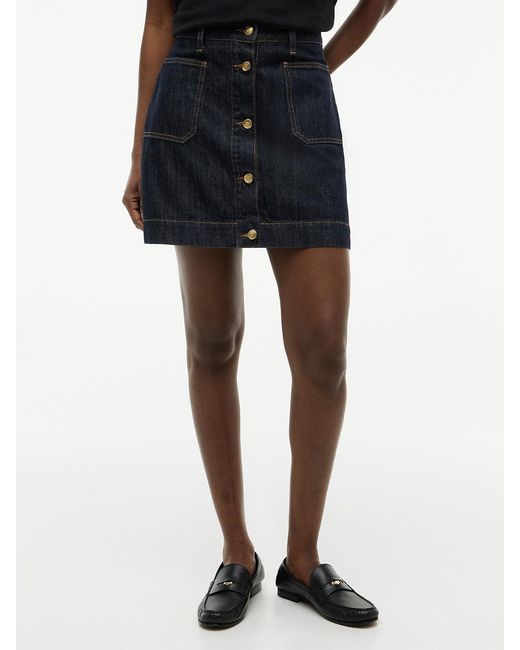 Tommy Hilfiger Black Tone Button Denim Mini Skirt