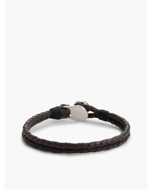 Tommy Hilfiger White Plated Nautical Charm Leather Bracelet for men