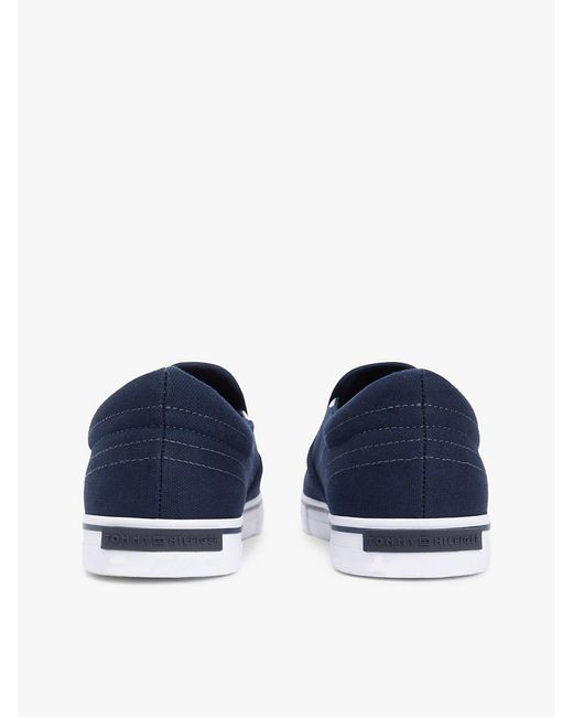 Tommy Hilfiger Blue Canvas Slip-On Trainers for men