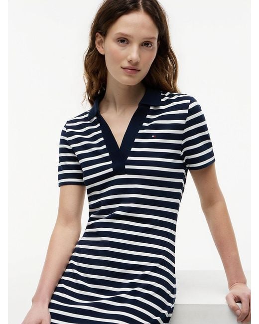 Tommy Hilfiger Blue 1985 Slim Mini Short Sleeve Polo Dress
