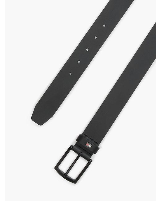 Tommy Hilfiger Black Denton Matte Leather Belt for men