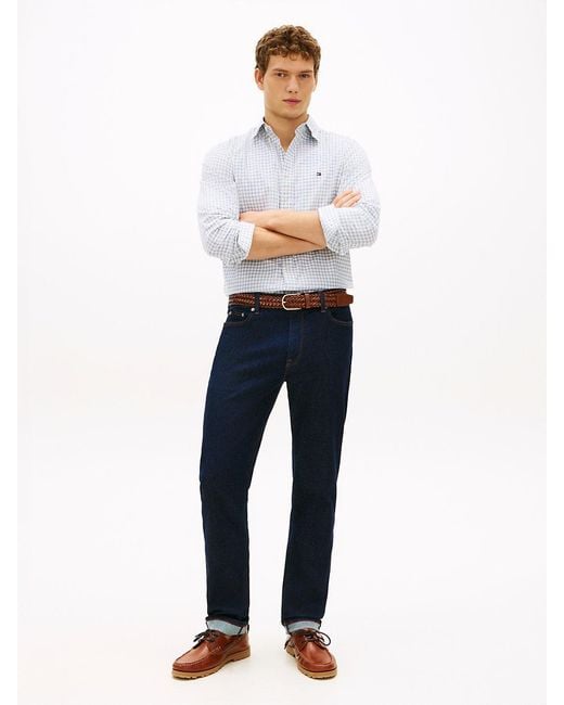 Tommy Hilfiger White Th Flex Regular Fit Check Poplin Shirt for men