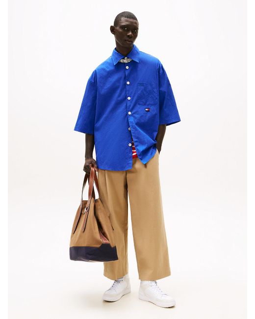 Tommy Hilfiger Blue The Runway Collection Oversized Crinkle Shirt for men