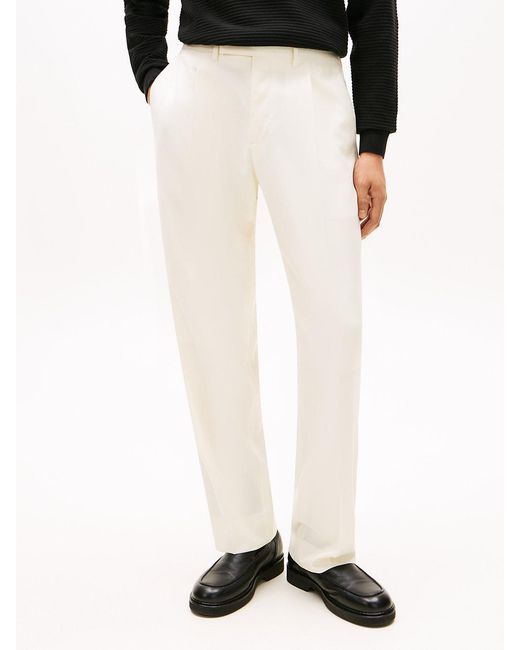 Tommy Hilfiger Black Pure Wool Twill Trousers for men