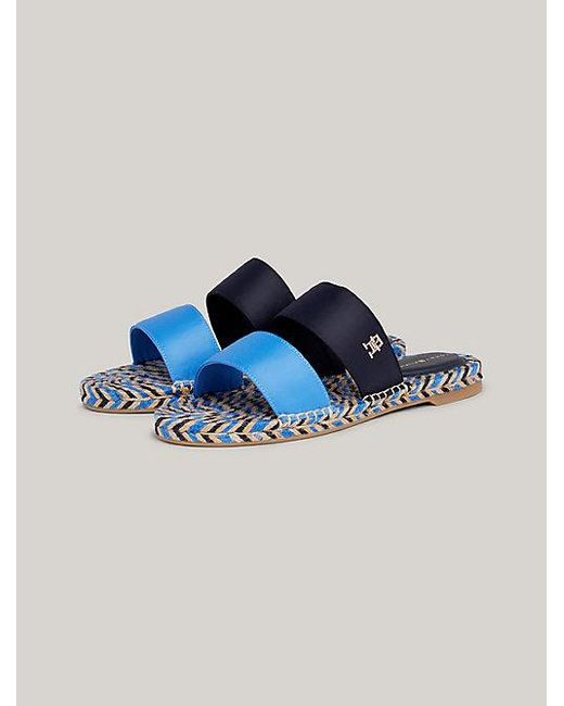 Sandalias planas con tiras de satén Tommy Hilfiger de color Blue