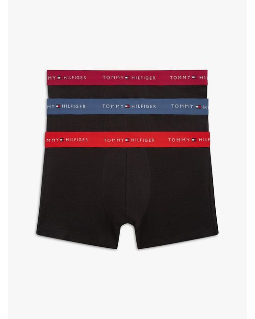 Tommy Hilfiger Blue 3-Pack Signature Logo Contrast Waistband Trunks for men