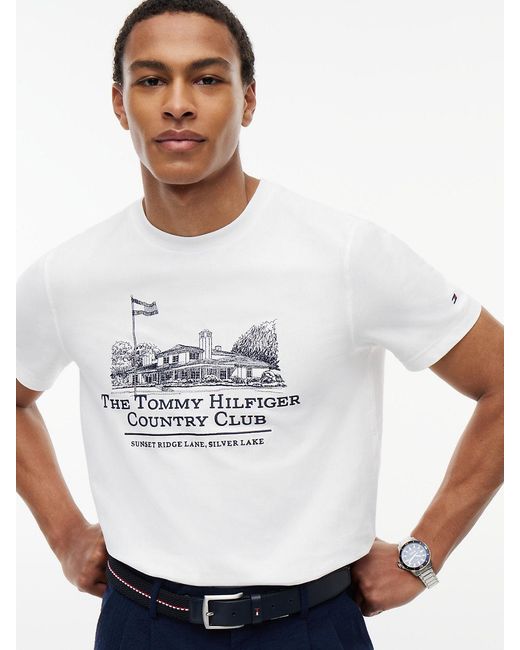 Tommy Hilfiger White Graphic Embroidery Jersey T-Shirt for men