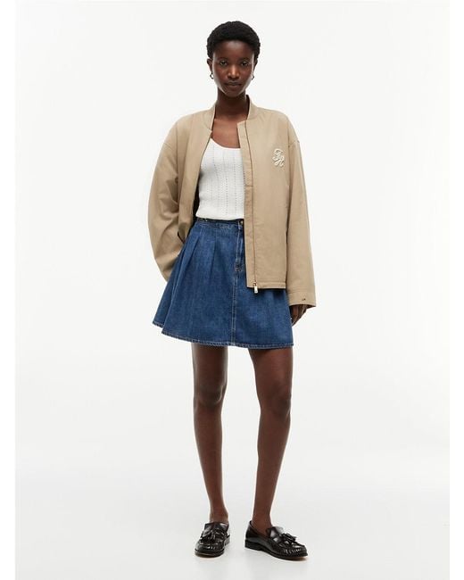 Tommy Hilfiger Natural Logo Appliqué Twill Bomber Jacket