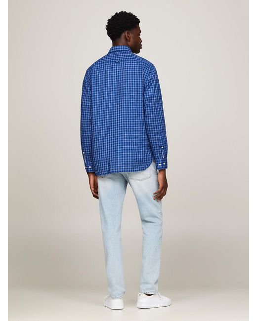 Tommy Hilfiger Blue Global Stripe Micro Check Regular Shirt for men