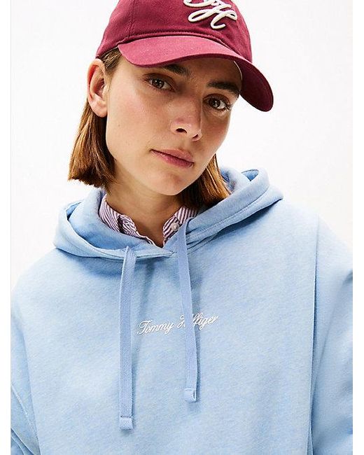Tommy Hilfiger Relaxed Fit Hoodie Met Getextureerd Logo in het Blue