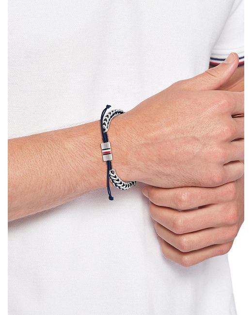 Tommy Hilfiger Blue Stainless Steel Braided Bracelet for men