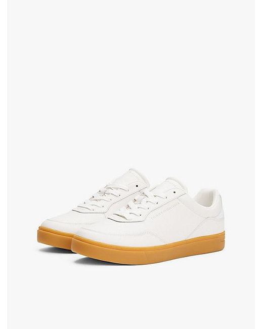 Tommy Hilfiger Leren Sneaker Met Cupsole En Logo in het White