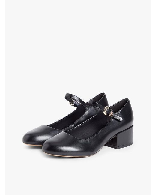 Tommy Hilfiger White Leather Mary Jane Block Heels