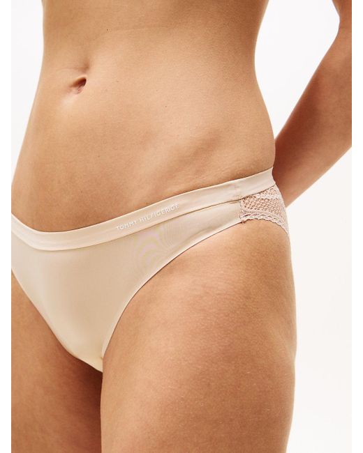 Slip Con Pizzo E Logo di Tommy Hilfiger in Natural