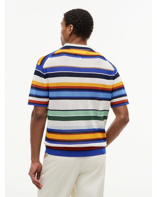Tommy Hilfiger Blue Relaxed Fit Multicolour Stripe Polo Shirt for men