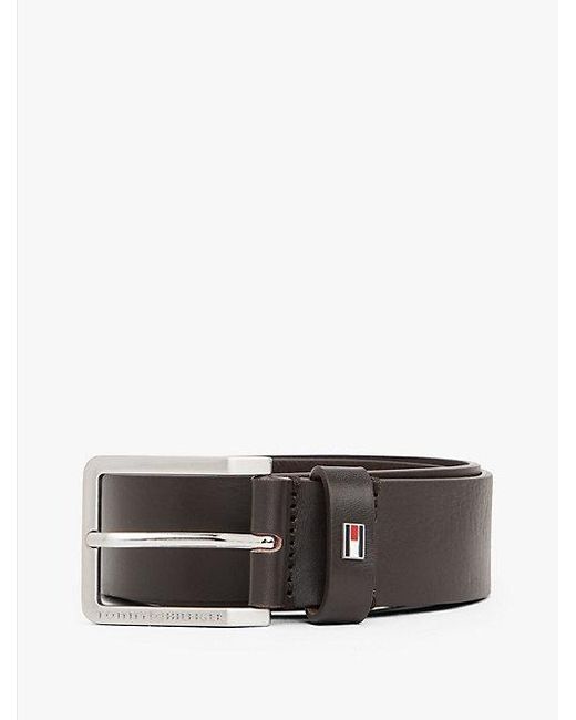 Tommy Hilfiger Leren Riem Met Geëmailleerde Vlag in het Brown voor heren