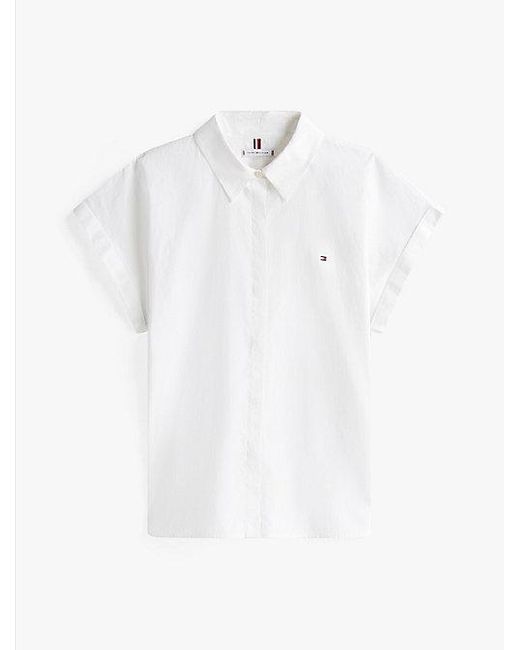 Tommy Hilfiger Relaxed Fit Poplin Overhemd Met Korte Mouwen in het White