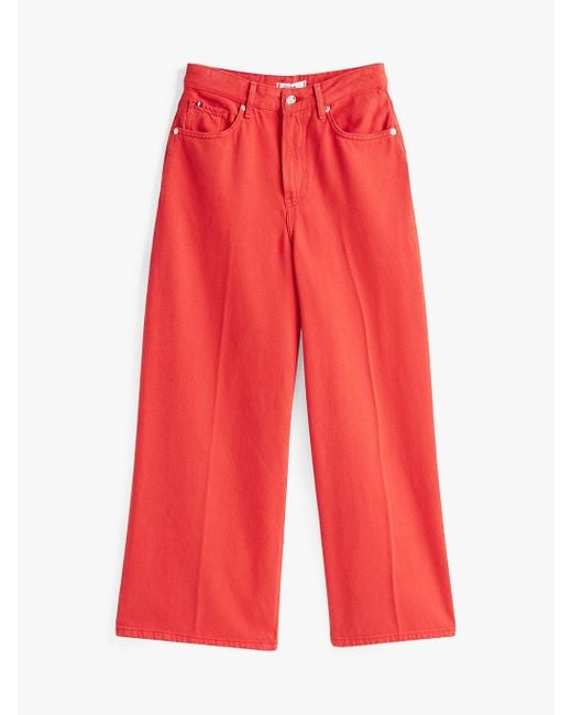 Tommy Hilfiger Red High Rise Wide Leg Ankle Jeans