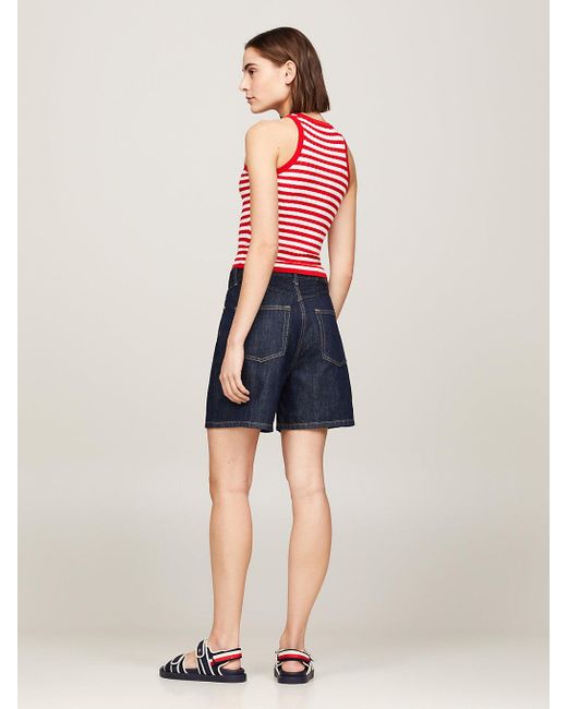Tommy Hilfiger Red Micro Cable Knit Stripe Tank Top