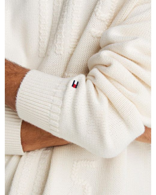 Tommy Hilfiger White Fisherman Knit Relaxed Jumper for men