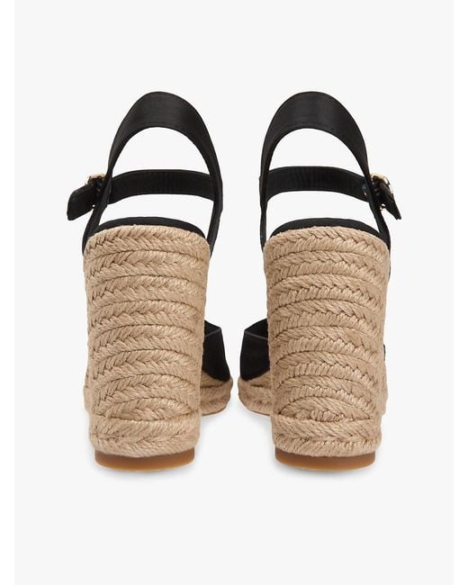 Tommy Hilfiger Black Satin Th Monogram Wedge Espadrilles