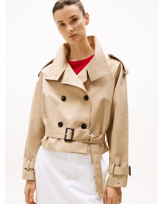 Tommy Hilfiger Brown Cropped Trench Coat