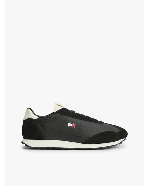 Tommy Hilfiger Black Retro Archive Runner Trainers With Leather for men
