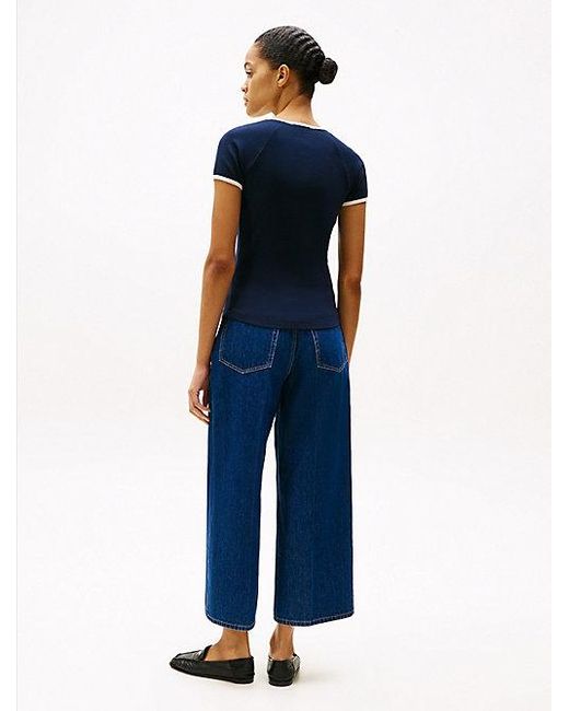 Camiseta Slim De Cuello Redondo Tommy Hilfiger de color Blue