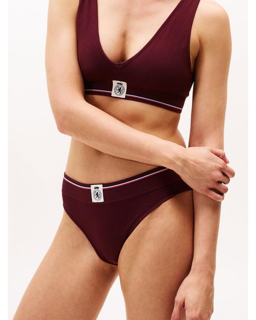 Slip A Coste Con Stemma Th di Tommy Hilfiger in Blue