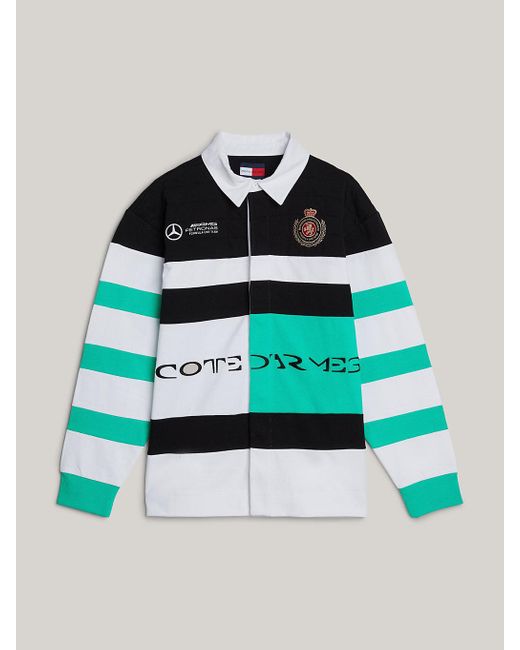 Tommy Hilfiger Blue Tommy X Mercedes F1 X Cr Colour-blocked Back Logo Rugby Shirt for men
