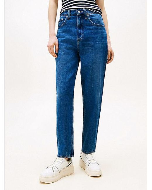 Tommy Hilfiger Ultra High Rise Mom Jeans Met Tapered Fit in het Blue