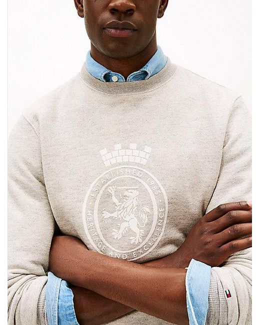 Tommy Hilfiger Varsity Fleece Sweatshirt Met Th-Embleem in het White voor heren