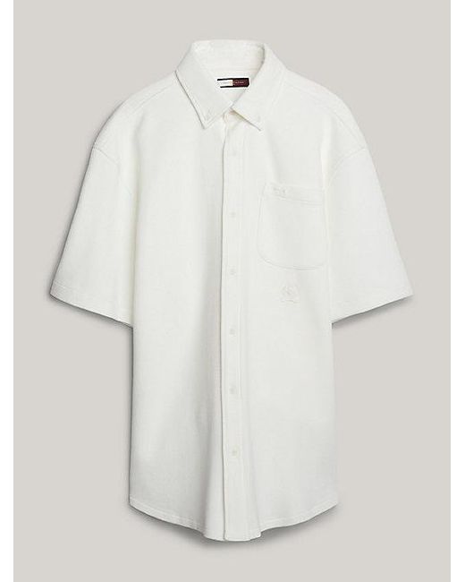 Tommy Hilfiger Crest Regular Fit Kurzarm-Hemd aus Piqué in White für Herren