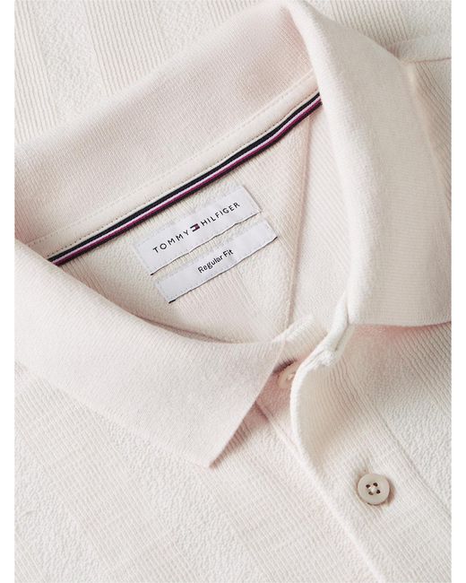 Tommy Hilfiger White Regular Fit Tonal Stripe Polo Shirt for men