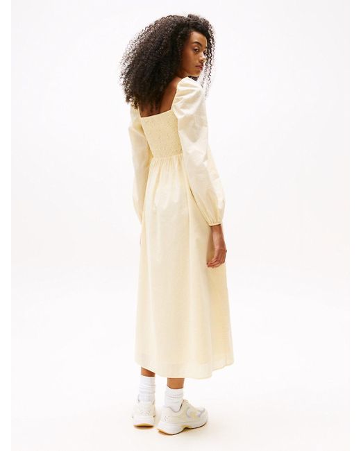 Robe Midi En Voile À Col Carré Tommy Hilfiger en coloris Natural