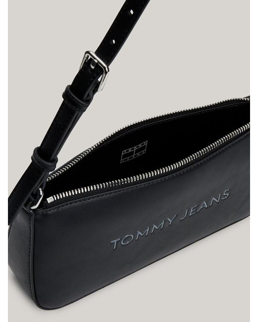 Tommy Hilfiger Black Essential Embossed Logo Shoulder Bag