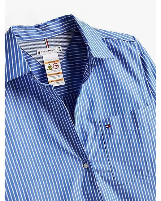 Tommy Hilfiger Adaptive Oversized Fit Poplin Overhemd in het Blue