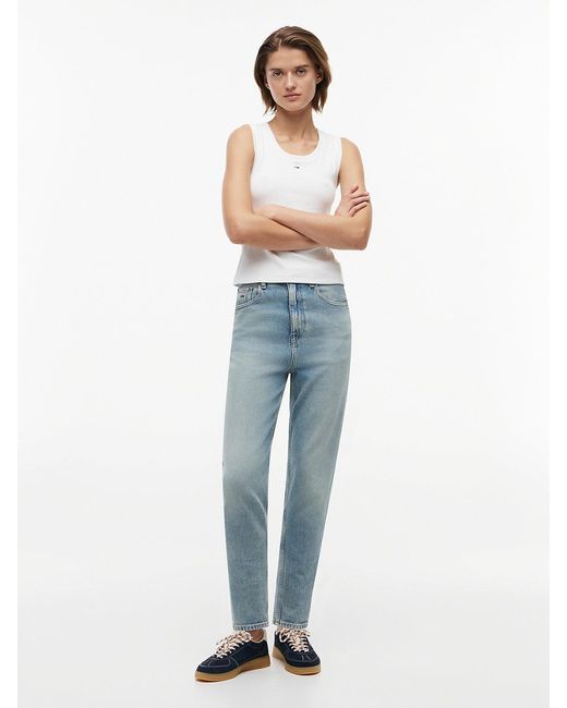 Tommy Hilfiger Blue Ultra High Rise Tapered Mom Jeans