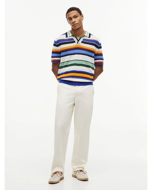 Tommy Hilfiger Blue Relaxed Fit Multicolour Stripe Polo Shirt for men