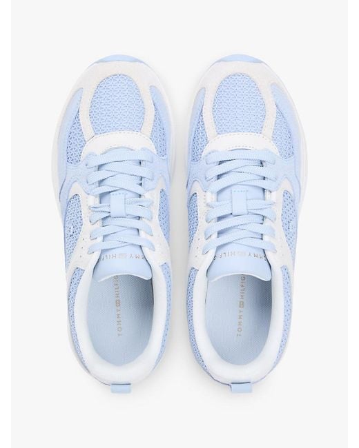 Tommy Hilfiger Blue Tonal Th Monogram Mixed Texture Trainers
