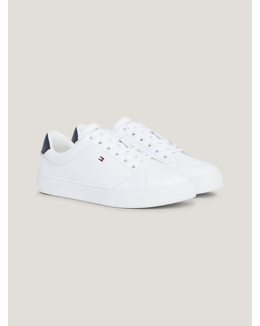 Tommy Hilfiger White Essential Leather Flag Cupsole Trainers