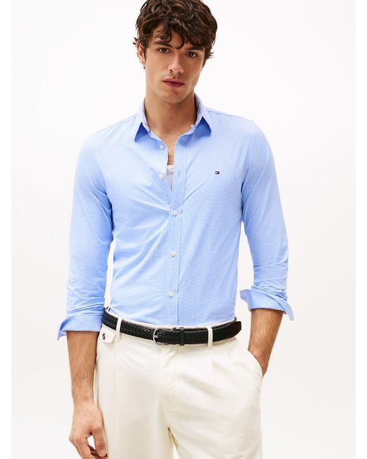 Tommy Hilfiger Blue Performance Slim Fit Gingham Check Shirt for men