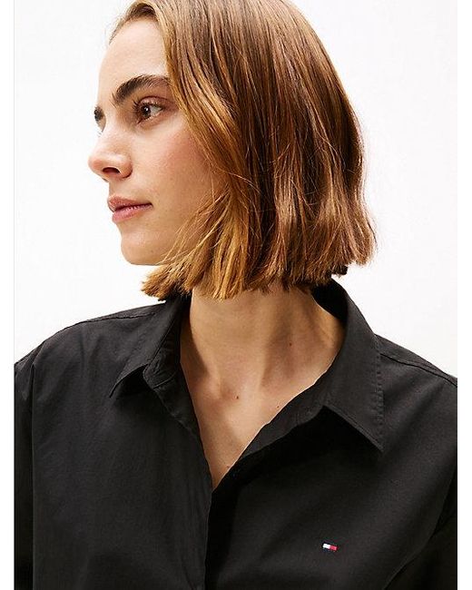 Tommy Hilfiger Black Oversized Fit Hemd Aus Popeline