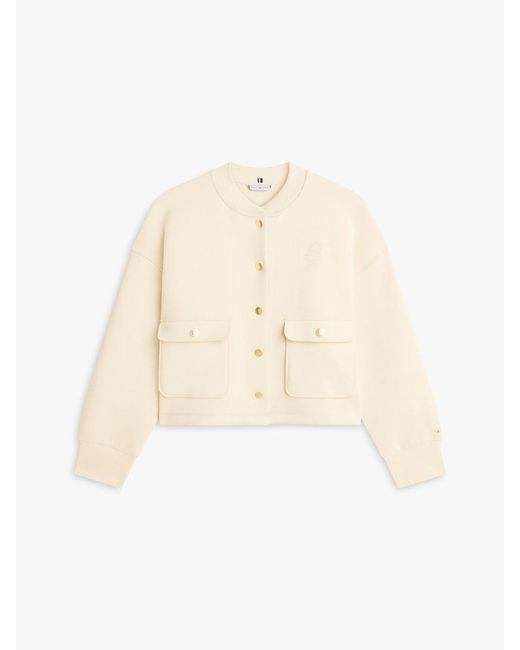 Tommy Hilfiger Natural Tone Button Interlock Knit Relaxed Cardigan