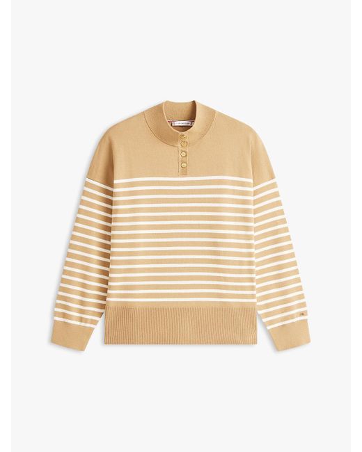 Pull Curve Rayé À Boutons Dorés Tommy Hilfiger en coloris Natural