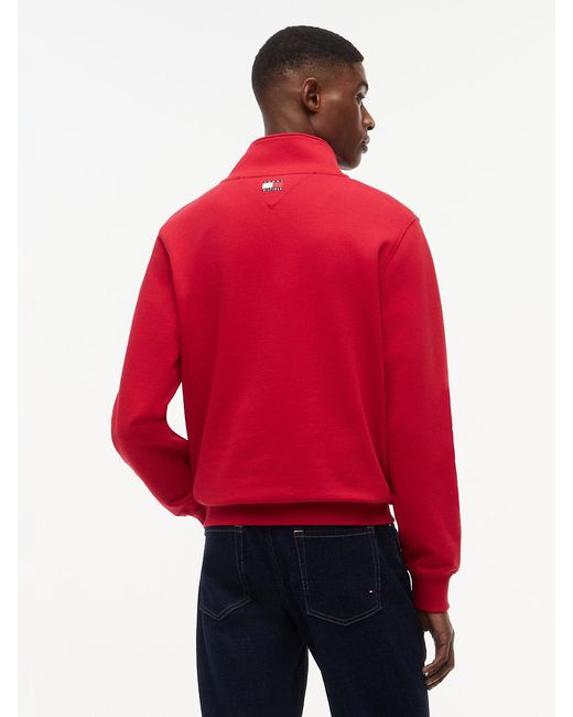 Tommy Hilfiger Red Th X Cadillac Formula 1 Team Back Graphic Half-Zip Sweatshirt for men