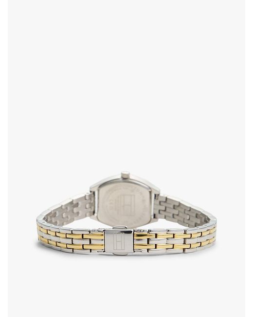 Tommy Hilfiger Green Square Dial Two-Tone Chain-Link Watch
