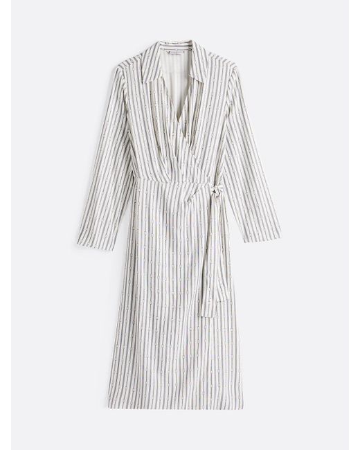 Robe Cache-Cœur Longueur Midi Col En V Tommy Hilfiger en coloris White