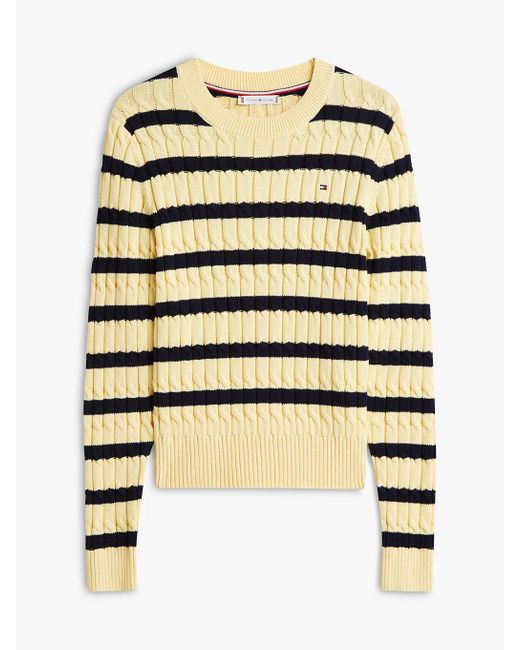Tommy Hilfiger Yellow Cable Knit Crew Neck Jumper